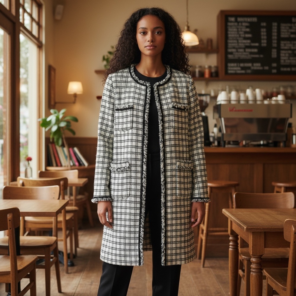 🖤 Max Mara “Anabela” Fringed Tweed Coat | Italian Chic | Worn on TV 🖤
